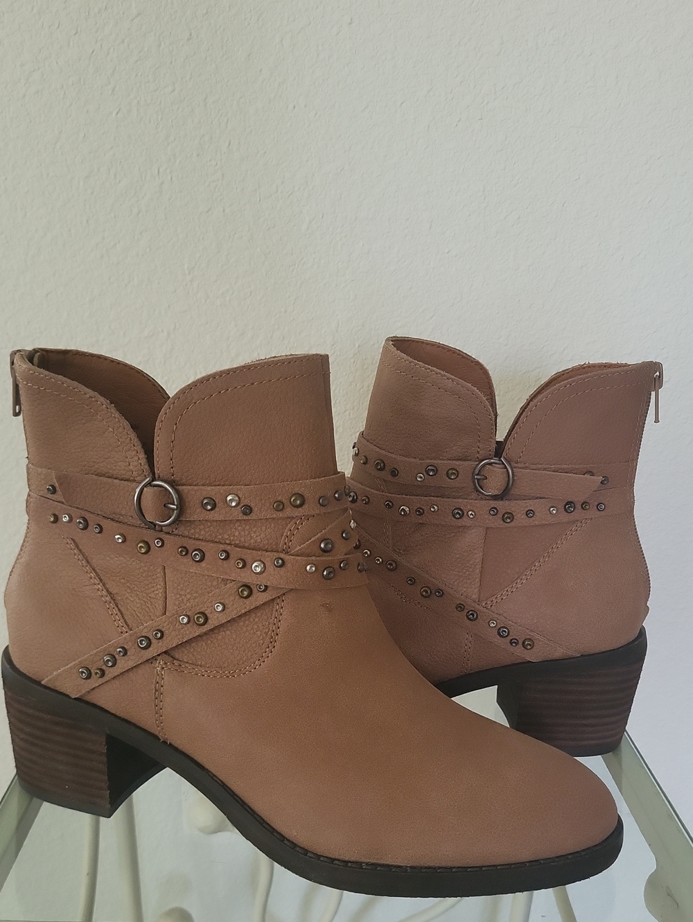Lucky Brand Taupe Studded Ankle Booties Size 9